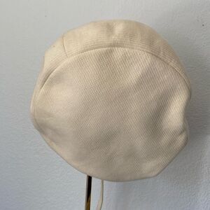 Yves Saint Laurent Mod Cream Wool Saucer Tam Hat, 1960s